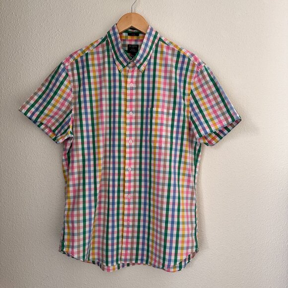 J.Crew Men Slim Short-Sleeve Flex Washed Casual Shirt Multicolor Plaid - Picture 2 of 7